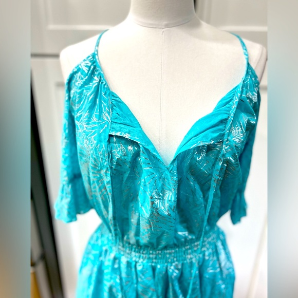 NWT Michael Kors Turgoise Blue With Silver Foil Print - Picture 2 of 9